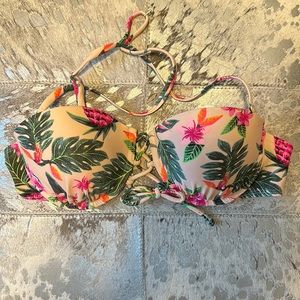 Strapless tropical bikini top
